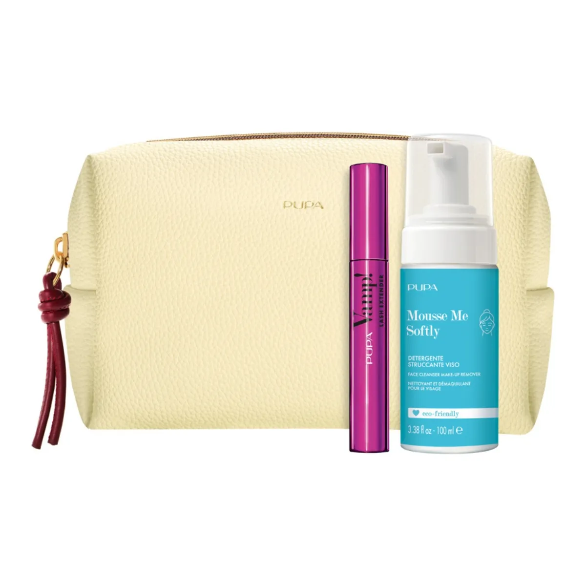 Набор Pupa Vamp! Lash Extender + очищающая пенка Mousse Me Softly 100 мл + косметичка