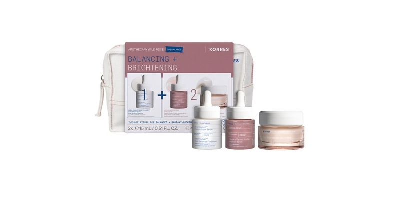 Korres Wild Rose Face Set W.Day set pentru față (cremă + ser)